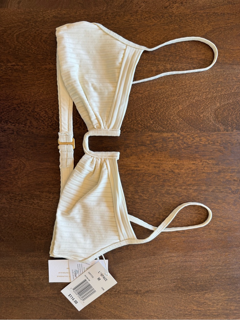 l*space Cream Ribbed Triangle Bralette